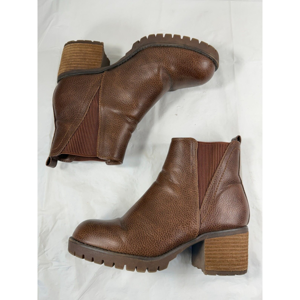Mia Ribbed Chelsea Boot Weston Brown 7.5 M Block Heel - Picture 14 of 14